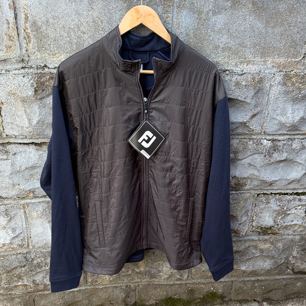 FootJoy Hybrid Jacket Large Navy Blue Gray Full Zip Golf New
